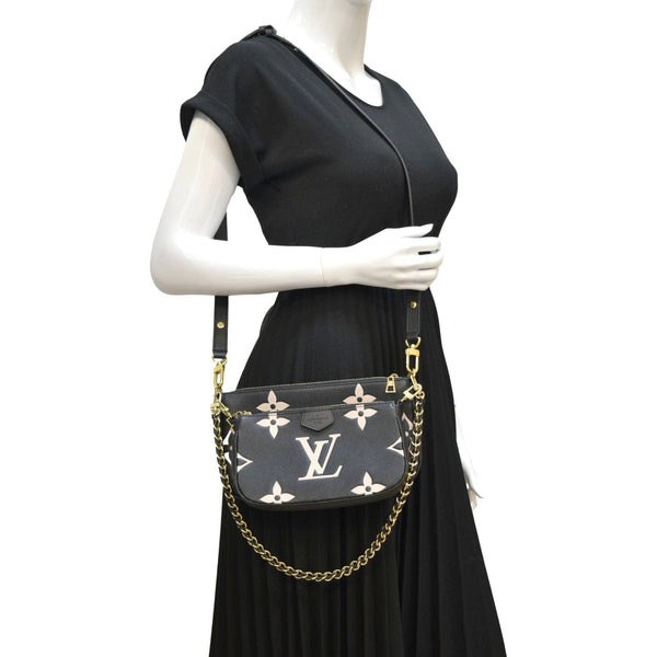 LOUIS VUITTON Multi Pochette Accessoires Bicolor Monogram Empreinte Crossbody Bag Black