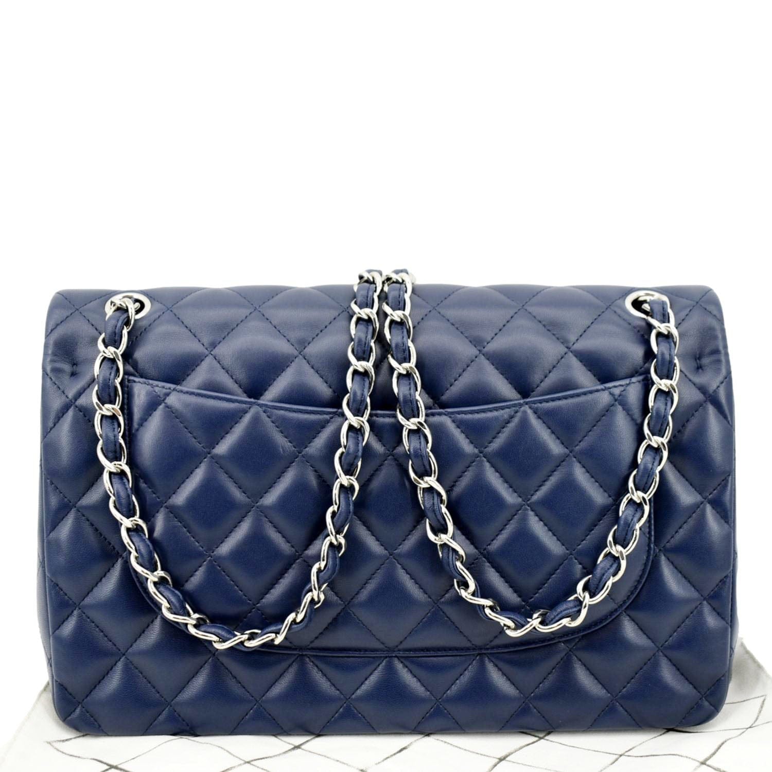 CHANEL Classic Jumbo Double Flap Quilted Caviar Leather Shoulder Bag B