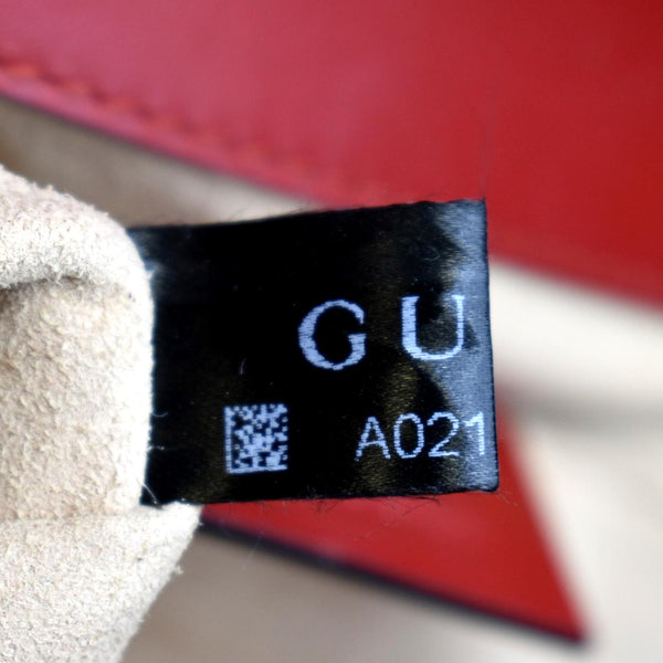 GUCCI Signature Padlock Leather Top Handle Shoulder Bag Red 409487