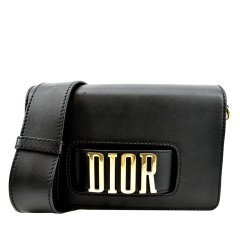 CHRISTIAN DIOR Dio(r)evolution Flap Calfskin Crossbody Bag Black