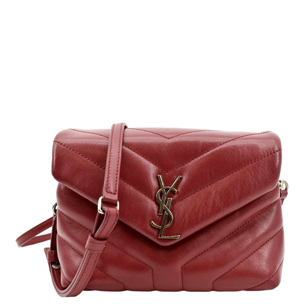 YVES SAINT LAURENT Loulou Toy Matelasse Leather Crossbody Bag Red