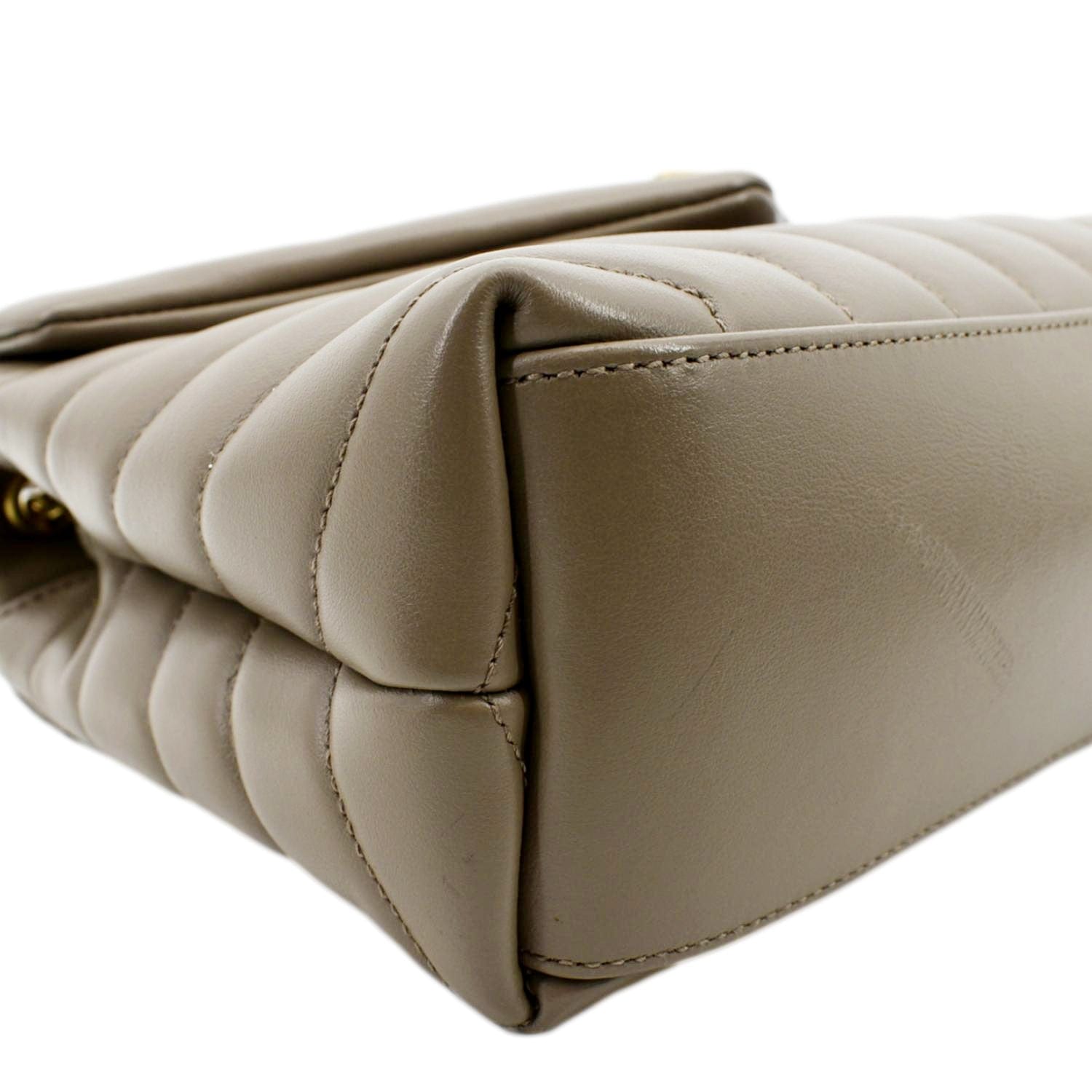 Yves Saint Laurent Beige Chevron Quilted Leather Toy LouLou