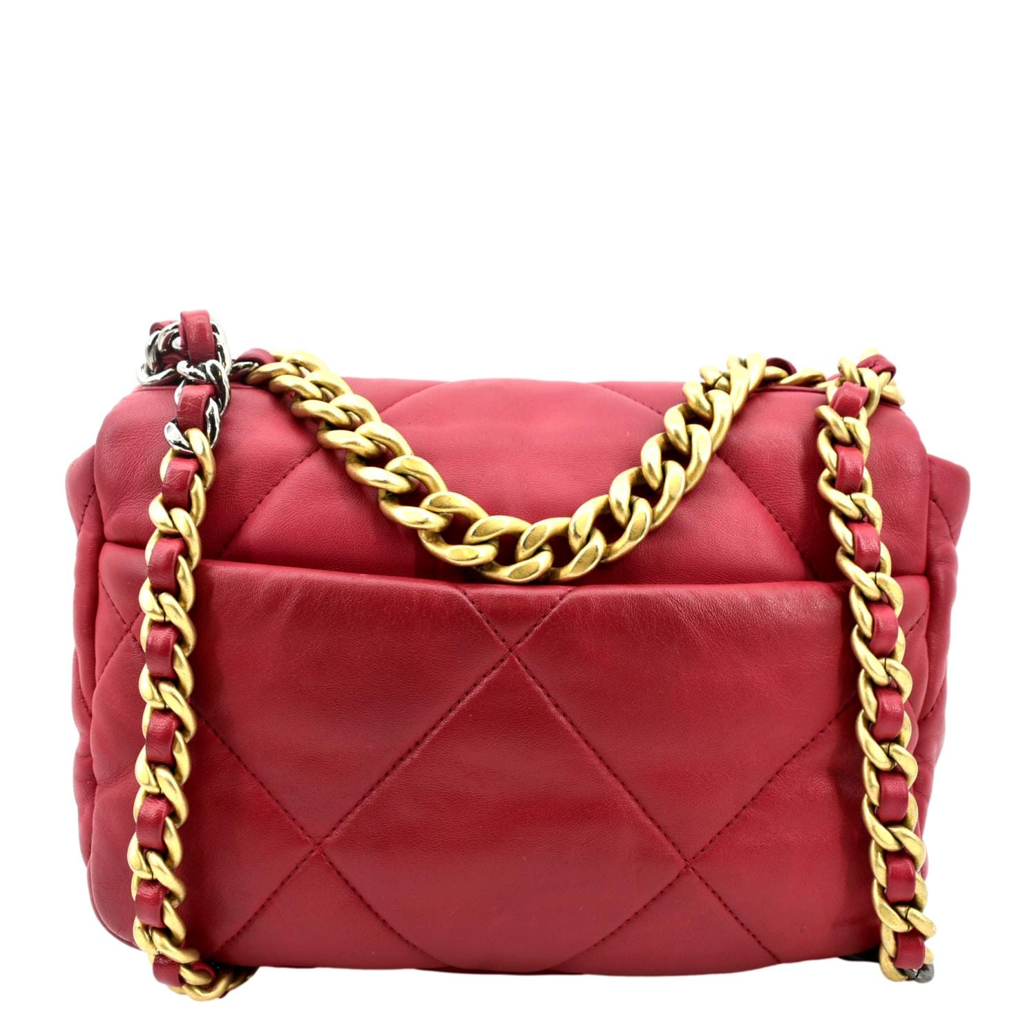 CHANEL 19 Medium Quilted Lambskin Leather Flap Shoulder Bag Red chanel-19-medium-quilted-lambskin-leather-flap-shoulder-bag-red