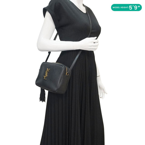 Yves Saint Laurent Lou Grained Leather Camera Crossbody Bag - Model Holding
