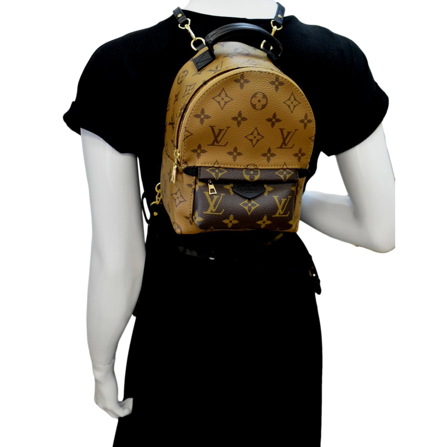 louis vuitton 2016 reverse monogram palm springs backpack mini LOUIS VUITTON Palm Springs Mini Monogram Reverse Canvas Backpack Bag B