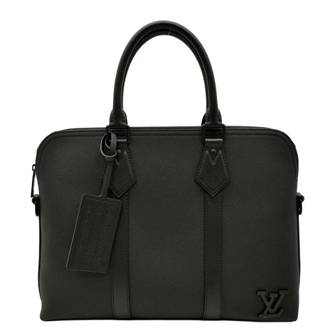 LOUIS VUITTON Takeoff Aerogram Grained Calf Leather Briefcase Black