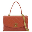 CHANEL Trendy Spirit 28 Top Handle Quilted Leather Shoulder Bag Red