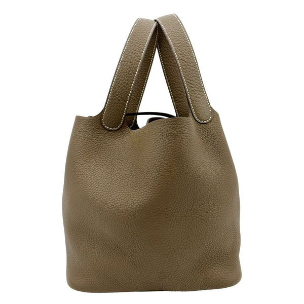 HERMES Picotin Lock 18 PM Taurillon Clemence Leather Bag Etoupe