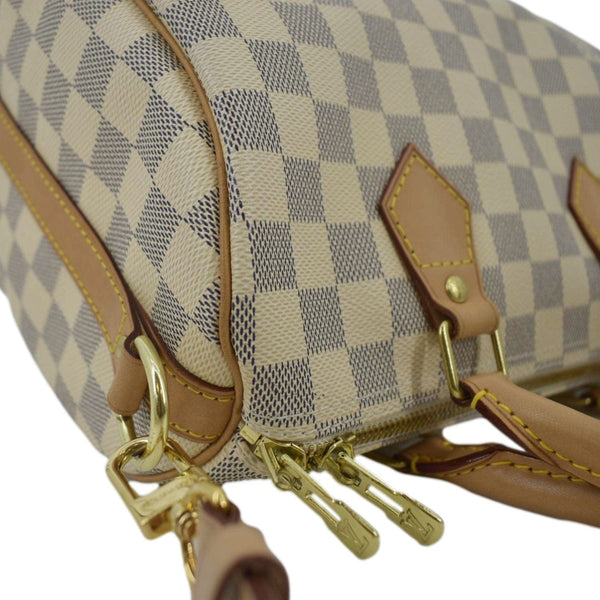 LOUIS VUITTON Speedy 25 Bandouliere Damier Azur Satchel Bag White