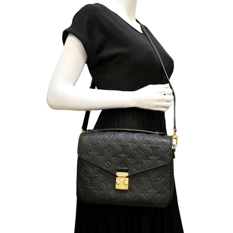 LOUIS VUITTON Metis Pochette Empreinte Leather Crossbody Bag Black