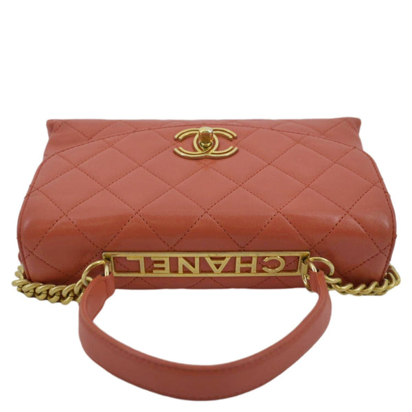 CHANEL Trendy Spirit 28 Top Handle Quilted Leather Shoulder Bag Red