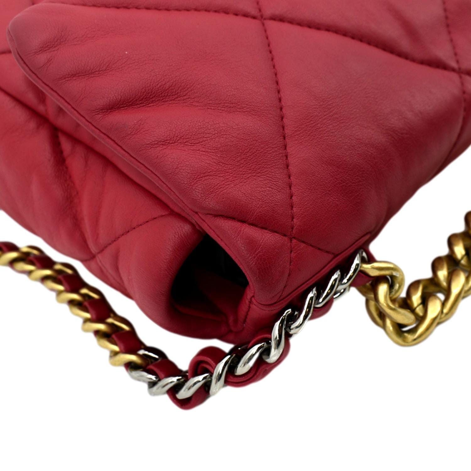 CHANEL Goatskin Quilted Large Chanel 19 Flap Dark Pink | FASHIONPHILE