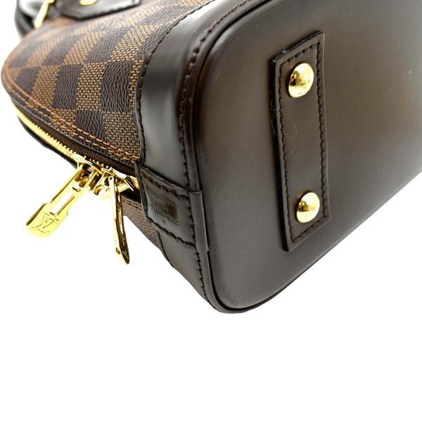 LOUIS VUITTON Alma BB Damier Ebene Satchel Crossbody Bag Brown