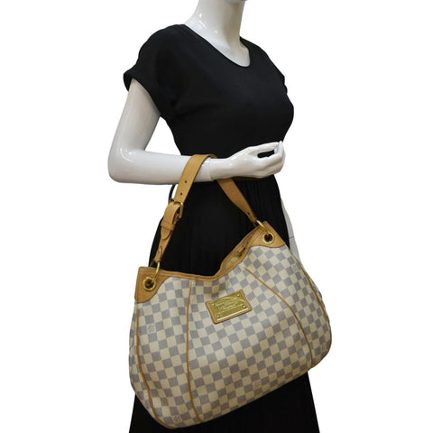 LOUIS VUITTON Galliera PM Damier Azur Shoulder Hobo Bag White
