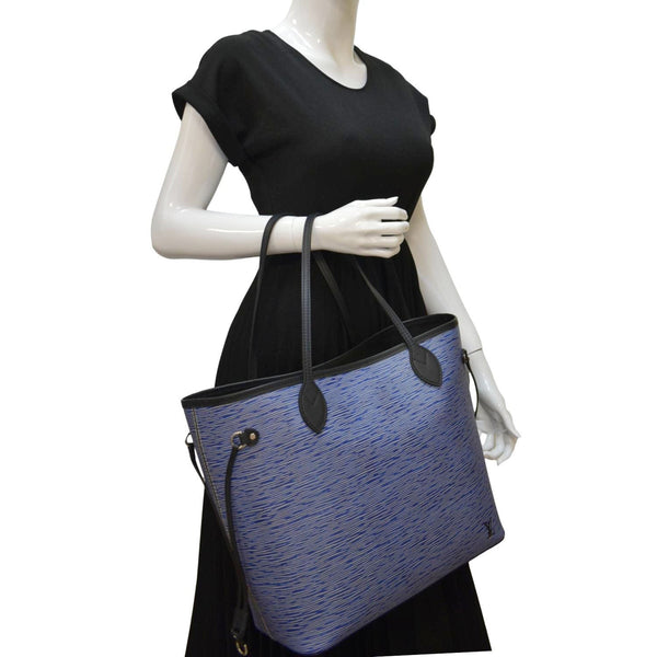 LOUIS VUITTON Neverfull Epi Leather Tote Shoulder Bag Denim Blue