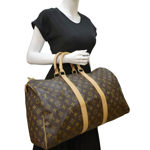 LOUIS VUITTON Keepall 45 Monogram Canvas Travel Bag Brown