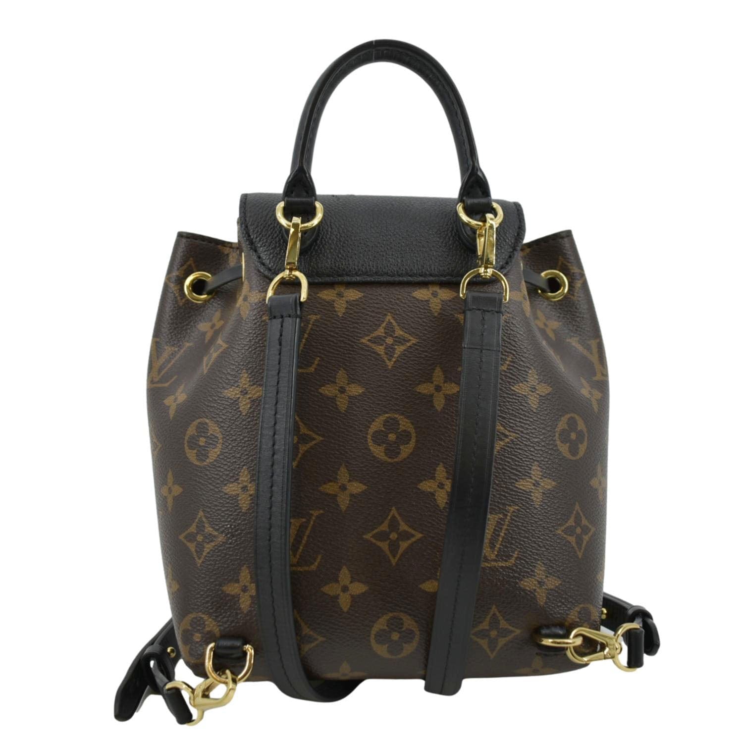 black louis vuitton backpack gold plate LOUIS VUITTON Montsouris BB Monogram Canvas Backpack Black