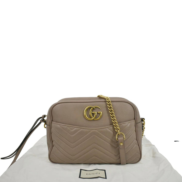 GUCCI GG Marmont Matelasse Leather Crossbody Bag Dust Pink 443499