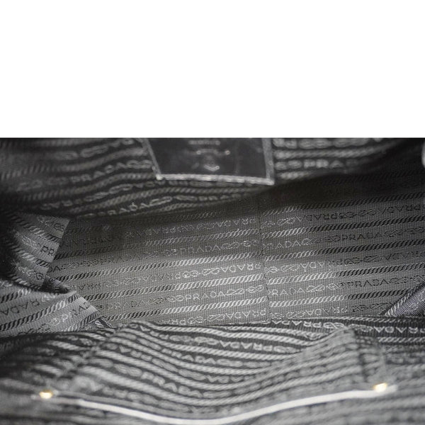 PRADA Frame Woven Madra Leather Tote Bag Black