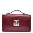 GUCCI Lady Lock Leather Top Handle Satchel Bag Purple Wine 331823