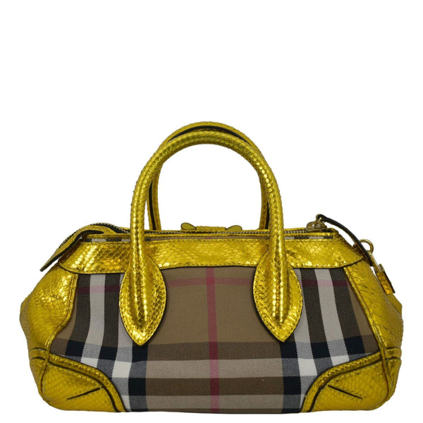 BURBERRY Blaze Nova Check Canvas Satchel Bag Gold
