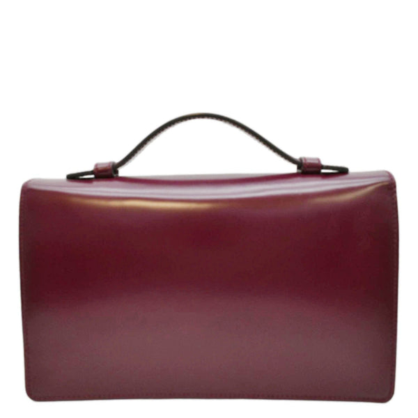 GUCCI Lady Lock Leather Top Handle Satchel Bag Purple Wine 331823