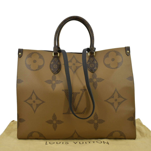LOUIS VUITTON Onthego GM Giant Monogram Canvas Tote Shoulder Bag Brown