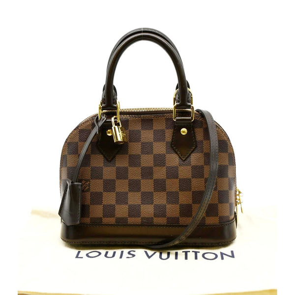 LOUIS VUITTON Alma BB Damier Ebene Satchel Crossbody Bag Brown
