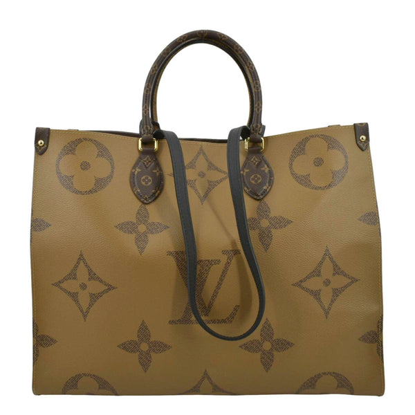 LOUIS VUITTON Onthego GM Giant Monogram Canvas Tote Shoulder Bag Brown