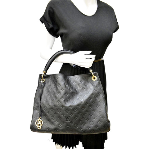 LOUIS VUITTON Artsy MM Empreinte Leather Hobo Bag Black