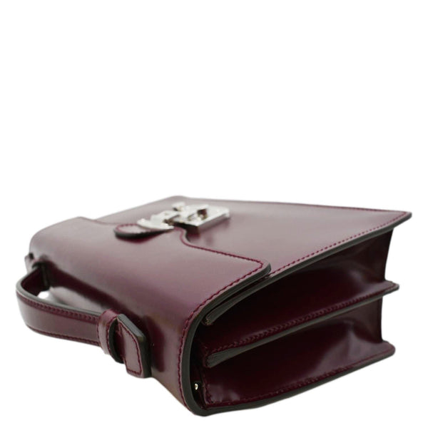 GUCCI Lady Lock Leather Top Handle Satchel Bag Purple Wine 331823