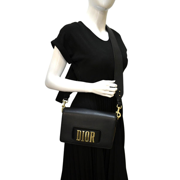 CHRISTIAN DIOR Dio(r)evolution Flap Calfskin Crossbody Bag Black