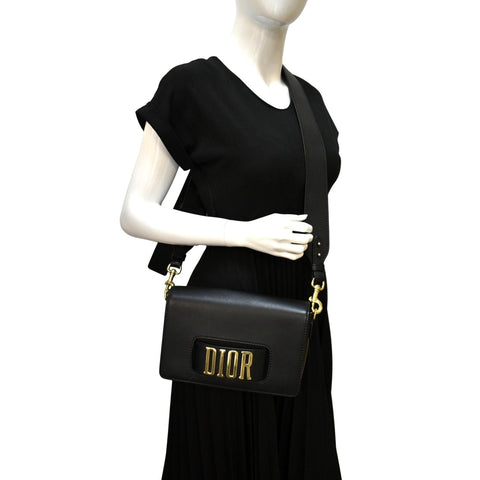 CHRISTIAN DIOR Dio(r)evolution Flap Calfskin Crossbody Bag Black