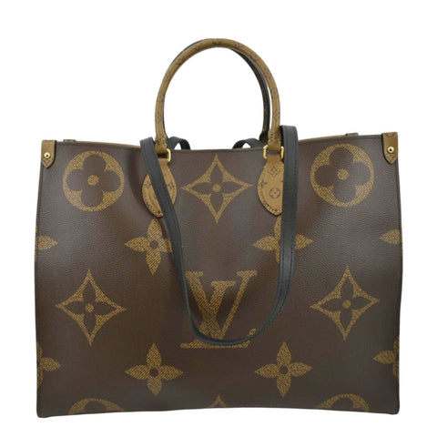 LOUIS VUITTON Onthego GM Giant Monogram Canvas Tote Shoulder Bag Brown