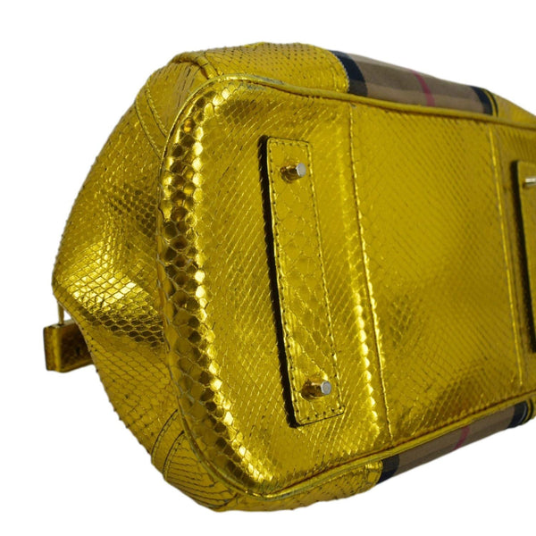 BURBERRY Blaze Nova Check Canvas Satchel Bag Gold