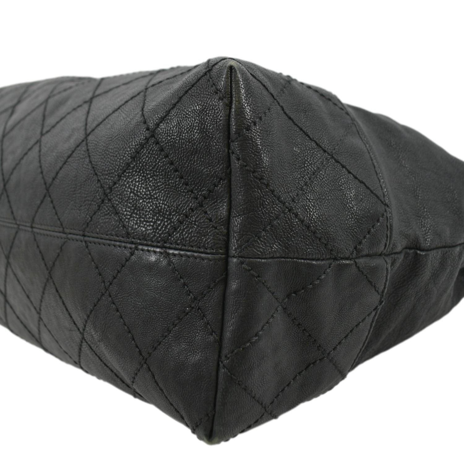 Chanel Coco Cabas Leather Shoulder Tote Bag Black