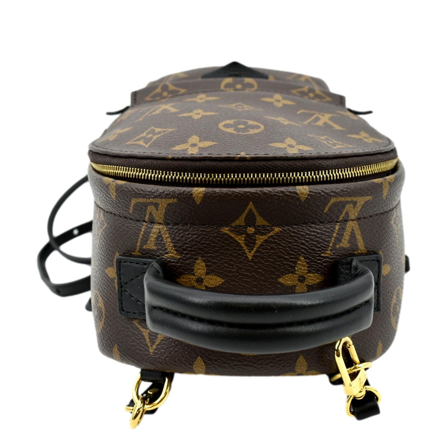 louis vuitton backpack black with gold plte LOUIS VUITTON Palm Springs Mini Monogram Canvas Backpack Brown
