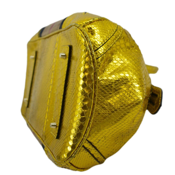 BURBERRY Blaze Nova Check Canvas Satchel Bag Gold