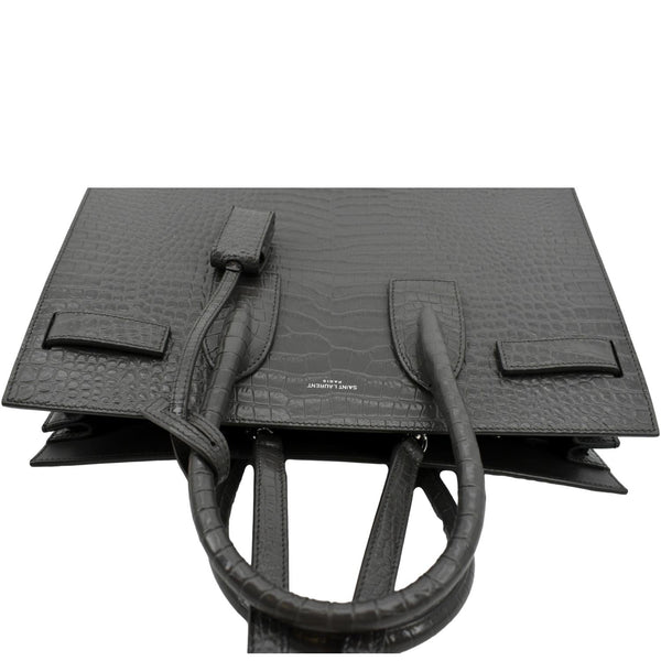 YVES SAINT LAURENT Sac de Jour Crocodile-Embossed Satchel Bag Grey