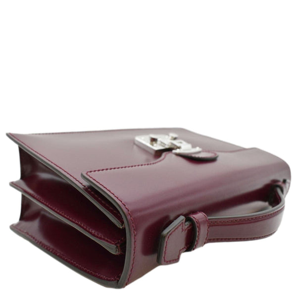 GUCCI Lady Lock Leather Top Handle Satchel Bag Purple Wine 331823