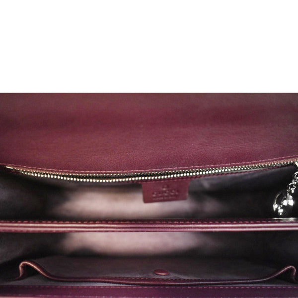 GUCCI Lady Lock Leather Top Handle Satchel Bag Purple Wine 331823