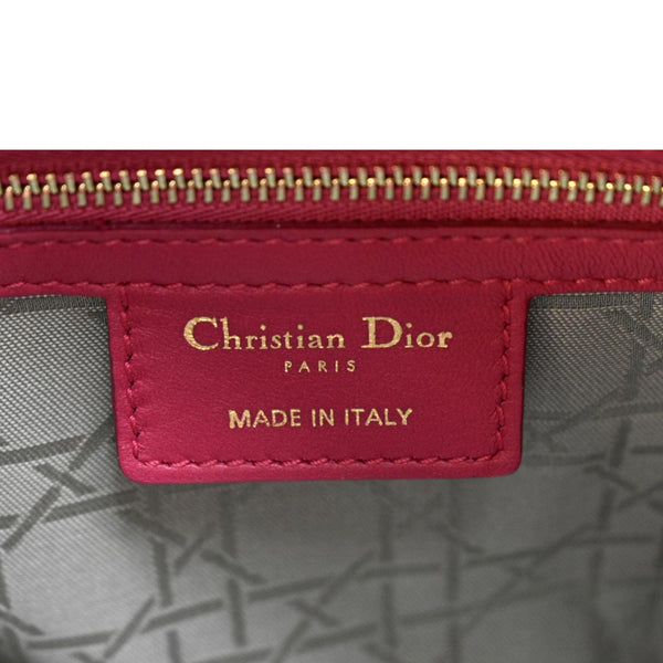 Christian Dior Large Lady Dior Lambskin Shoulder Bag in red color - Made in Italy