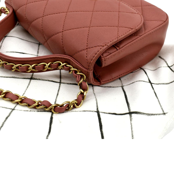 CHANEL Infinity Chain Quilted Leather Crossbody Bag Pink