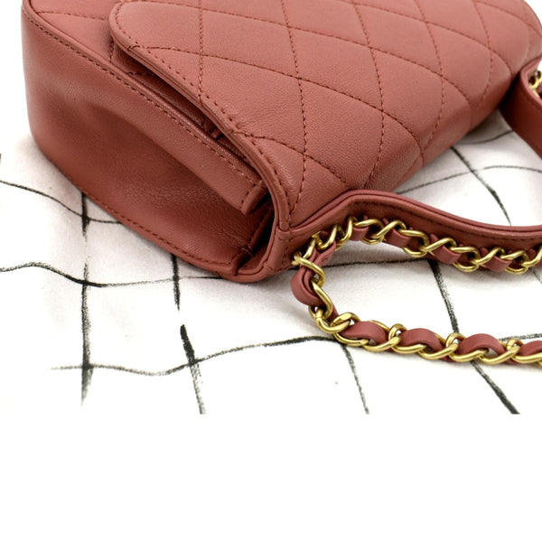 CHANEL Infinity Chain Quilted Leather Crossbody Bag Pink