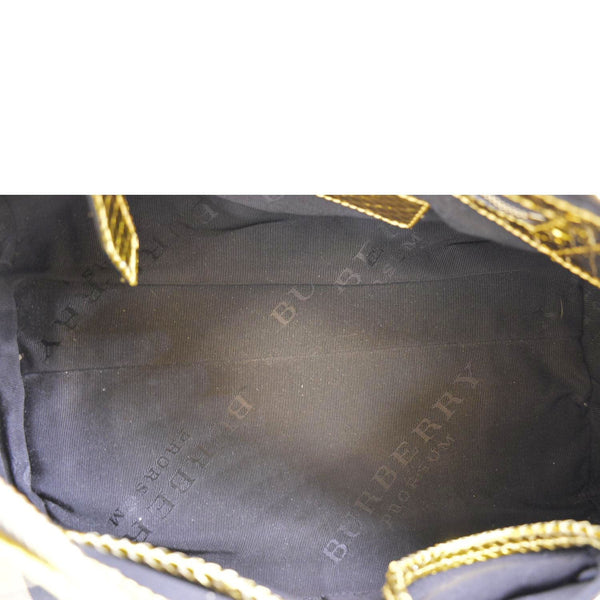 BURBERRY Blaze Nova Check Canvas Satchel Bag Gold