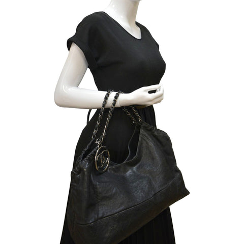 CHANEL Coco Cabas Leather Shoulder Tote Bag Black for Women