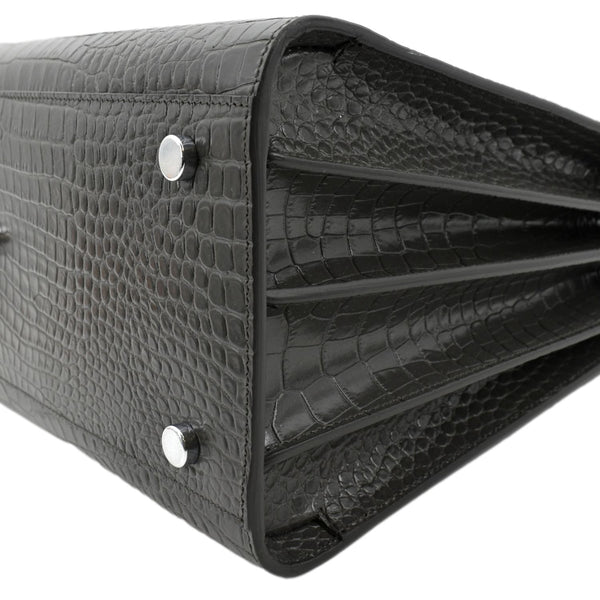 YVES SAINT LAURENT Sac de Jour Crocodile-Embossed Satchel Bag Grey