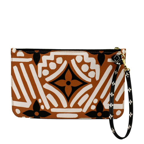 LOUIS VUITTON Neverfull Crafty Monogram Giant Wristlet Pouch Brown
