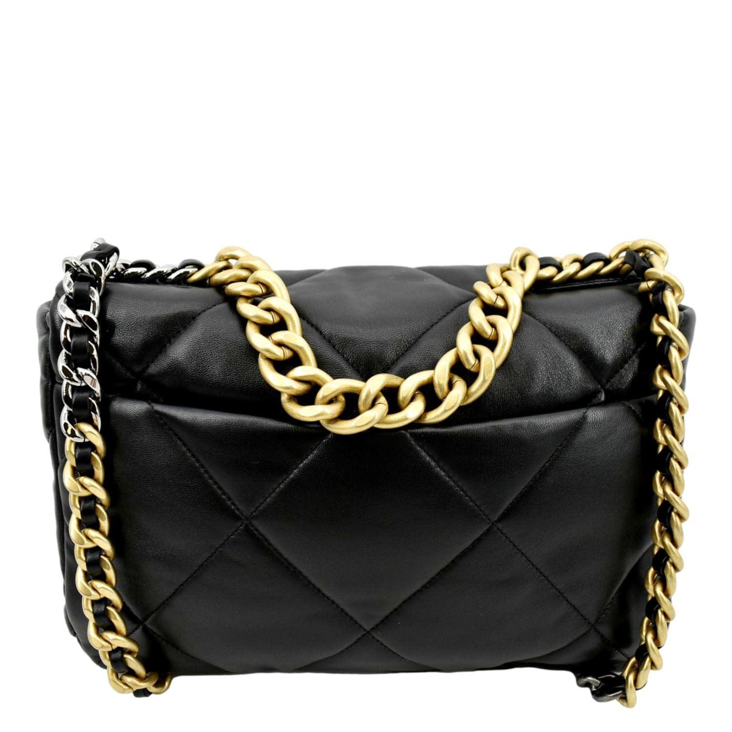 Chanel Goatskin Quilted Large Chanel 19 Flap Black