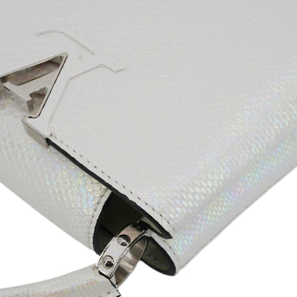 LOUIS VUITTON Capucines Mini Karung Leather Shoulder Bag White
